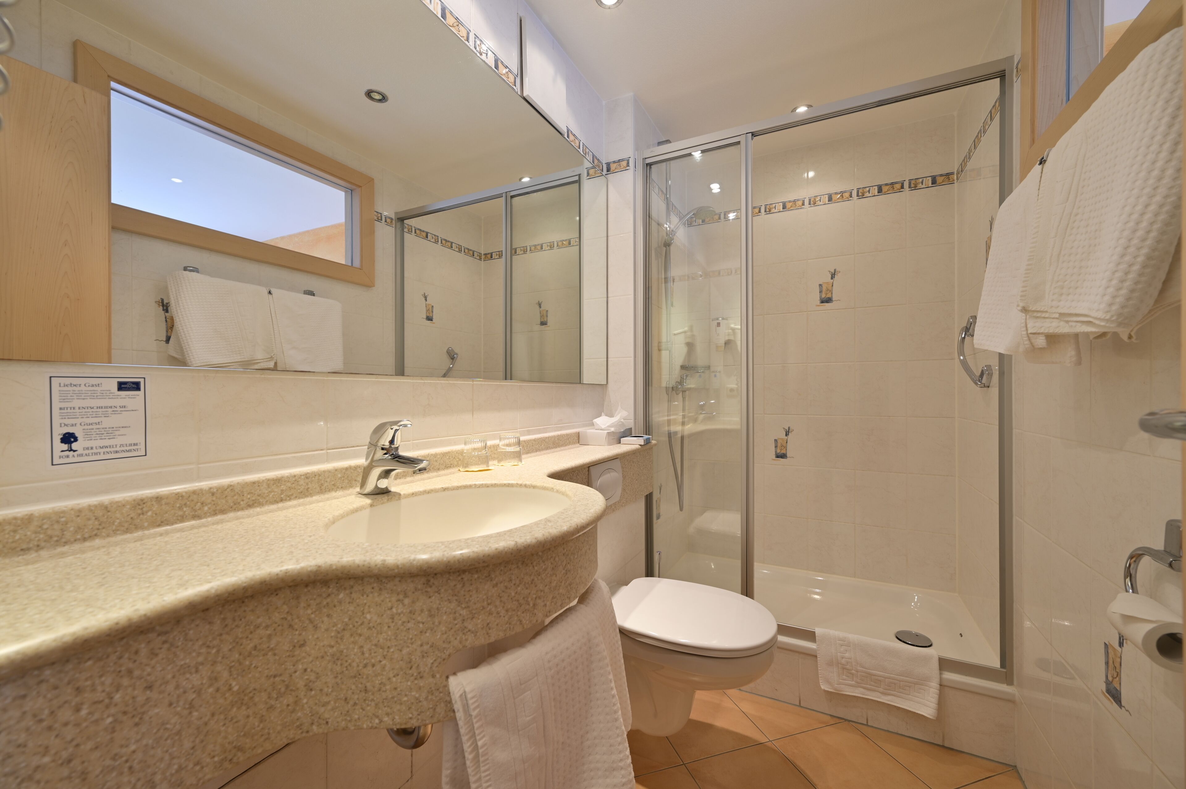 comfort double room (breakfast excluded) | bathroom | shower, hair dryer, towels