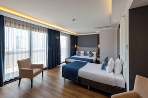 Family Triple Room, Sea View | 1 bedroom, Egyptian cotton sheets, premium bedding, minibar