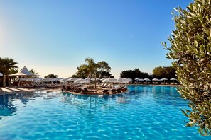Indoor pool, outdoor pool, pool loungers