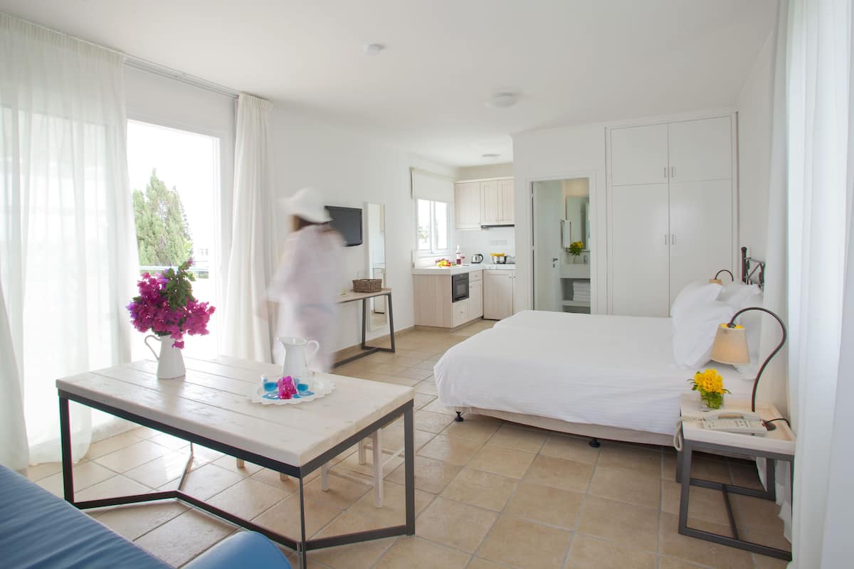 superior studio (aegean) | 1 bedroom, blackout curtains, iron/ironing board, free cots/infant beds