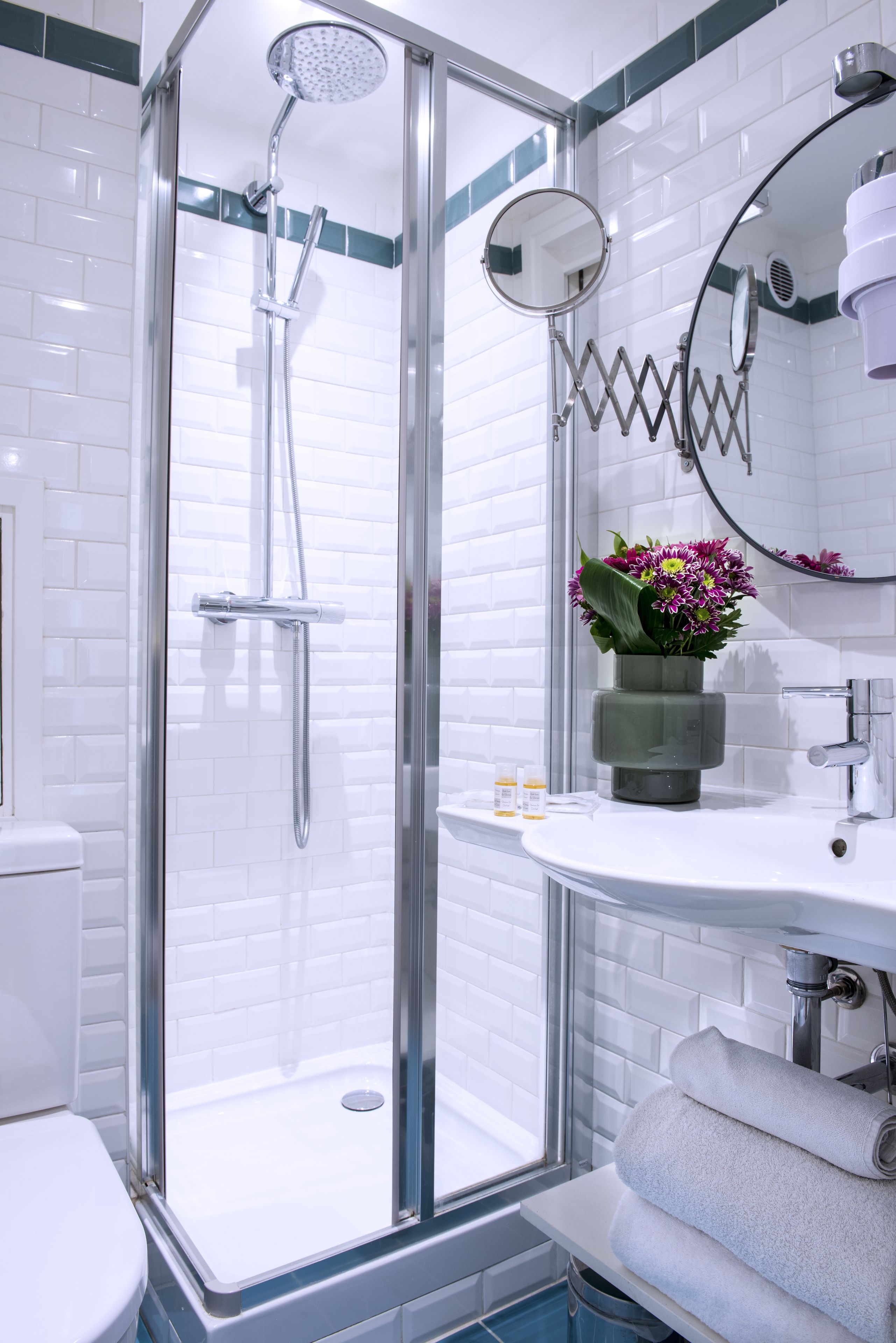 free toiletries, hair dryer, bathrobes, towels