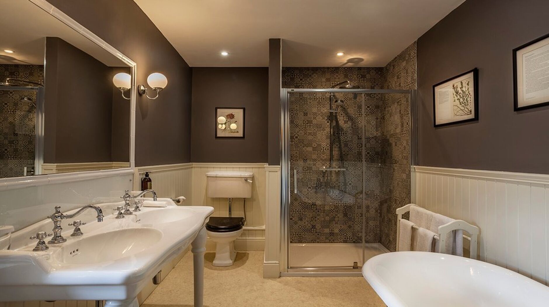 separate bathtub and shower, deep-soaking bathtub, free toiletries