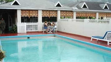 Outdoor pool, sun loungers