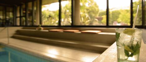 Indoor pool, pool loungers