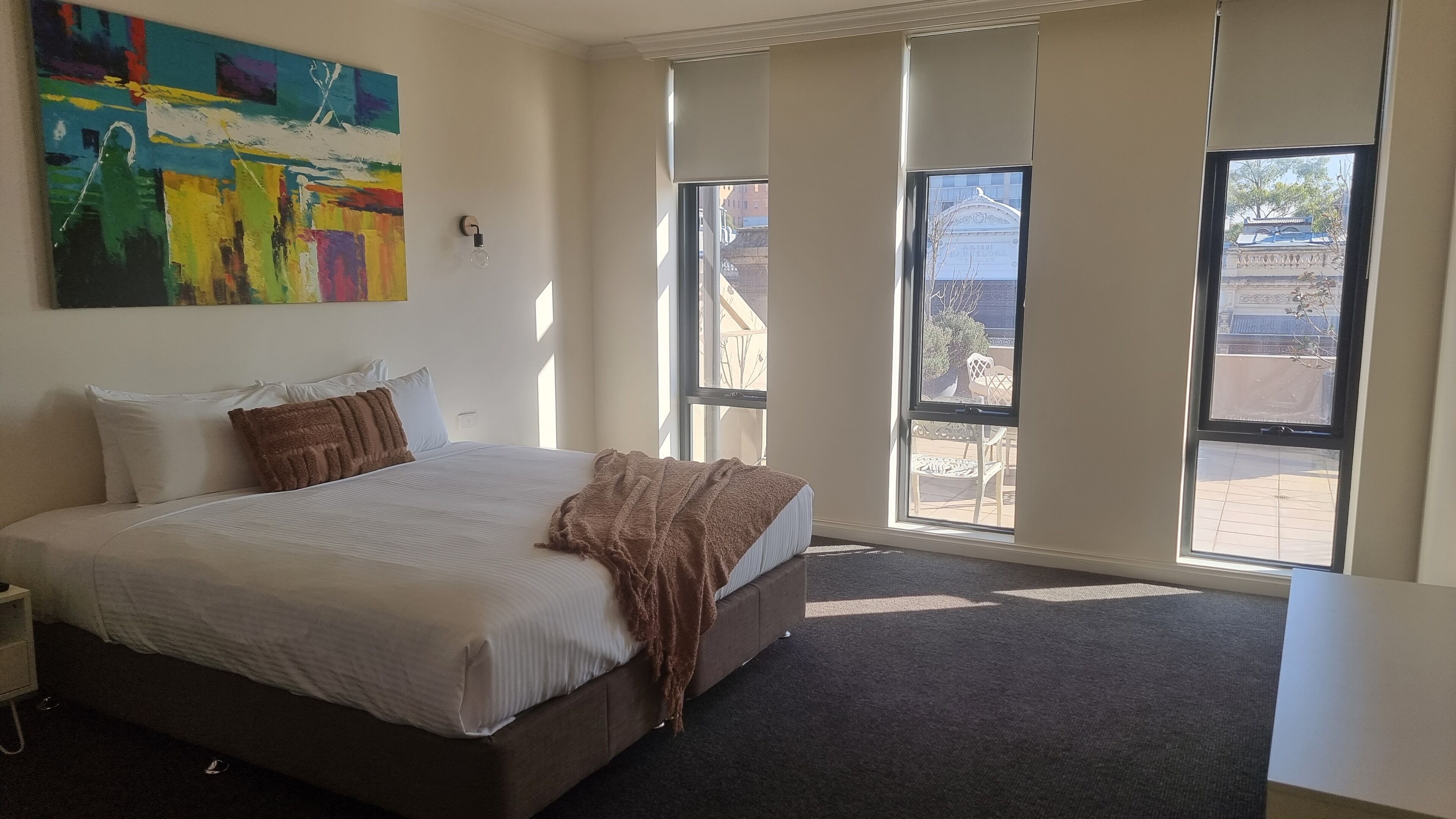 executive penthouse | hypo-allergenic bedding, desk, blackout curtains, soundproofing