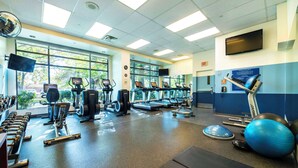 A gym with treadmills, elliptical machines, free weights, and exercise balls. - Grand Park Hotel Vancouver Airport, an Ascend Collection Hotel (Richmond)