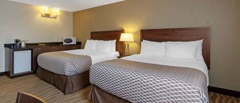 Standard Room, 2 Queen Beds, Non Smoking, Refrigerator & Microwave | Pillowtop beds, desk, laptop workspace, iron/ironing board
