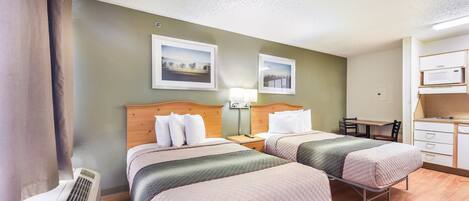 Laptop workspace, free WiFi, bed sheets