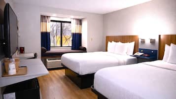 Standard Room, 2 Queen Beds | Premium bedding, desk, free cribs/infant beds, rollaway beds