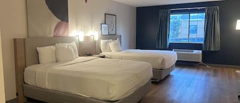 Standard Room, 2 Queen Beds, Non Smoking | Desk, laptop workspace, blackout drapes, iron/ironing board