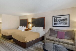 Standard Room, 2 Queen Beds, Non Smoking | Desk, laptop workspace, blackout drapes, iron/ironing board