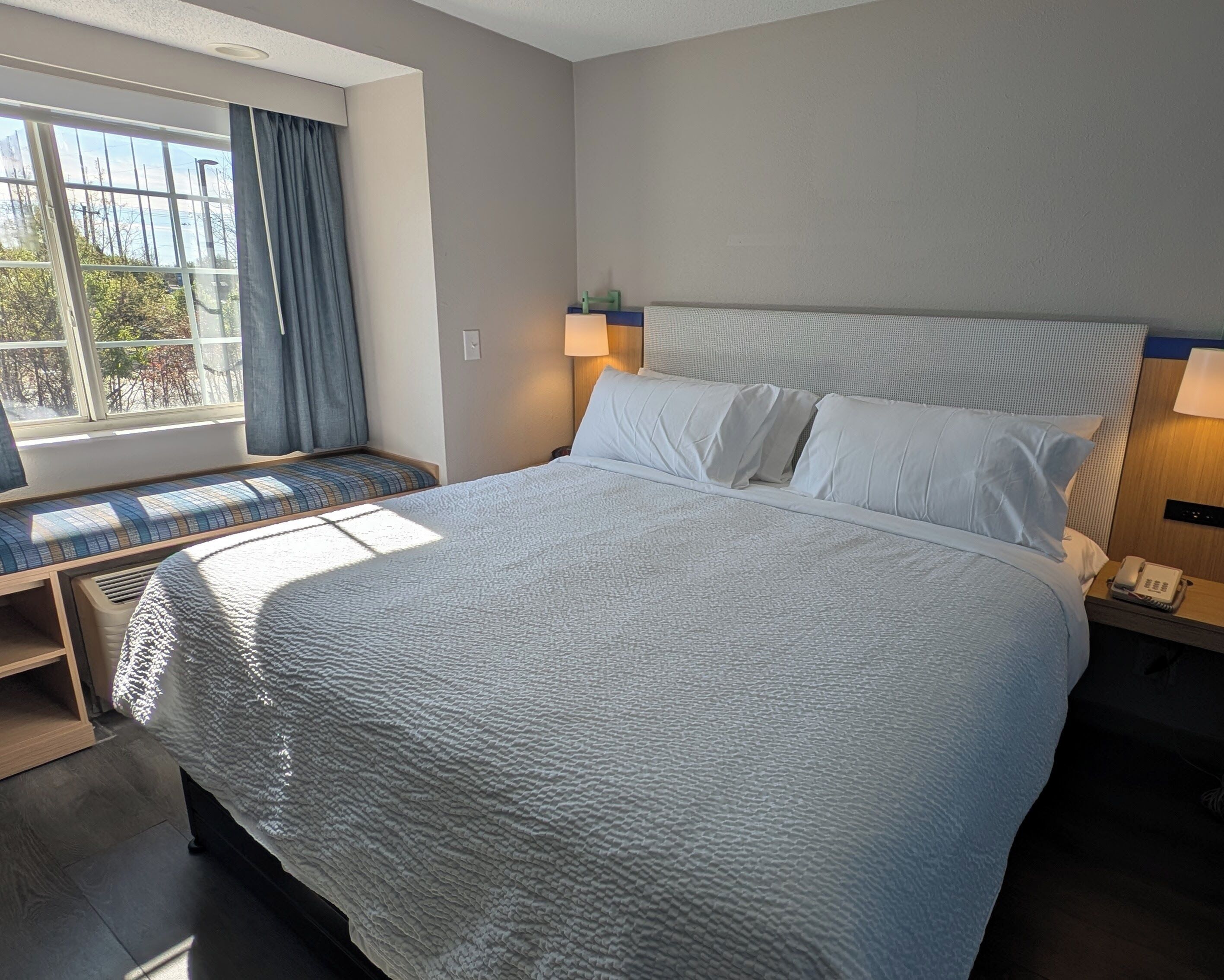 Desk, blackout drapes, iron/ironing board, free WiFi