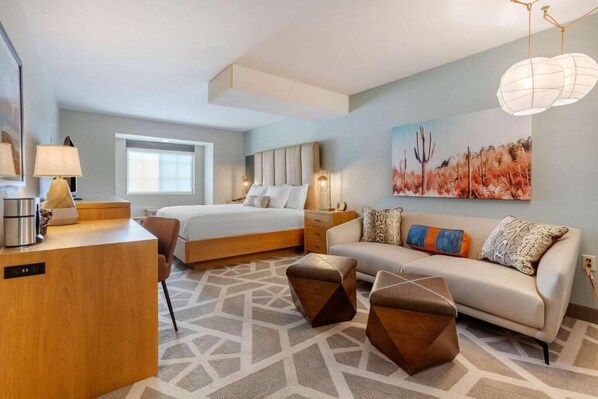 Pillow-top beds, desk, laptop workspace, blackout curtains