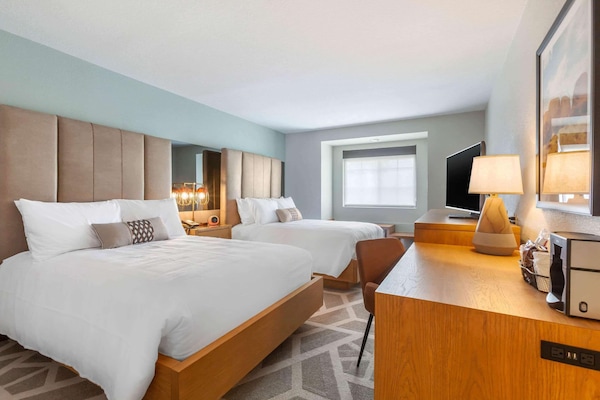 Room, 2 Double Beds, Non Smoking | Pillowtop beds, desk, laptop workspace, blackout drapes