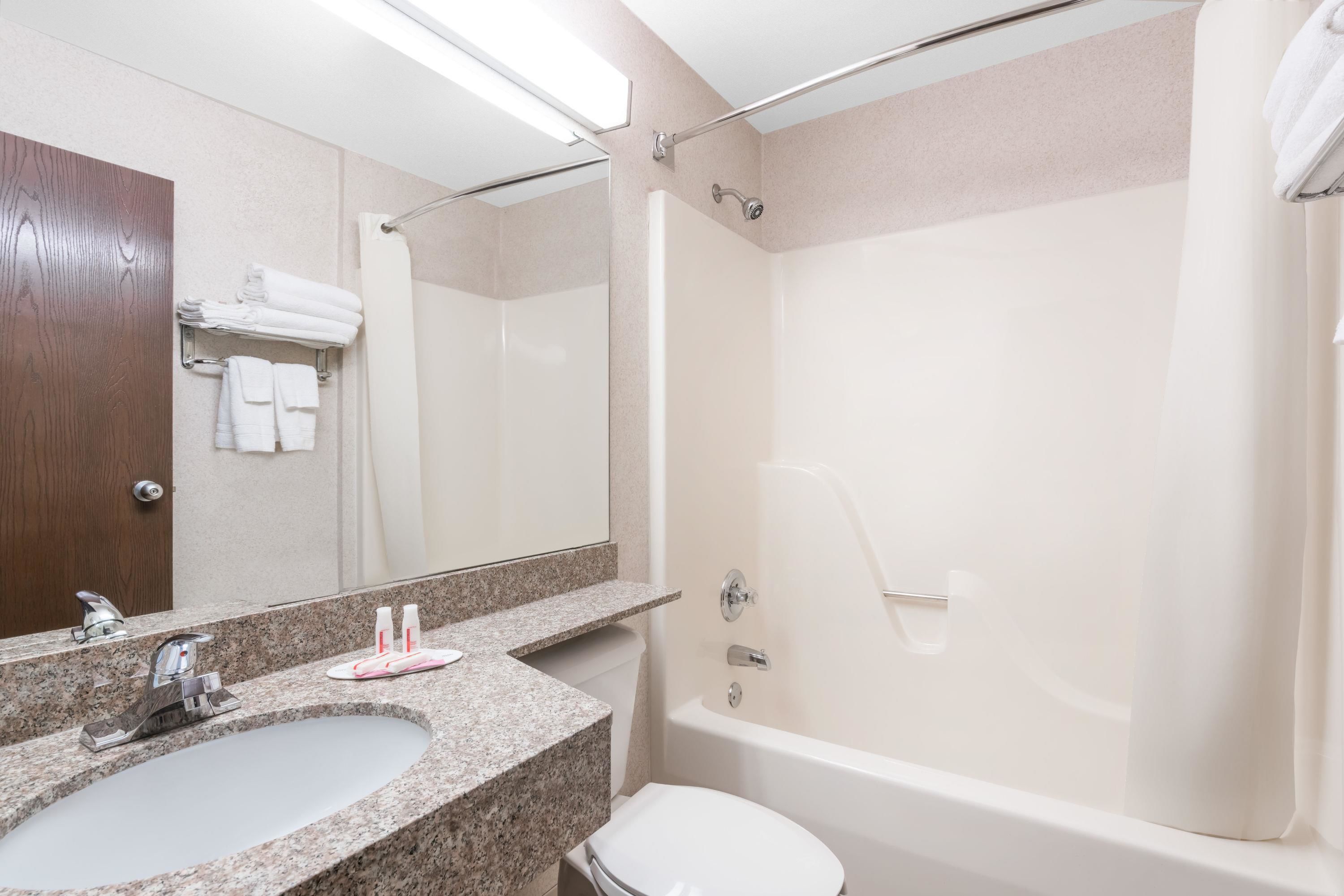 studio suite, 1 queen bed, non smoking | bathroom | free toiletries, hair dryer, towels, soap