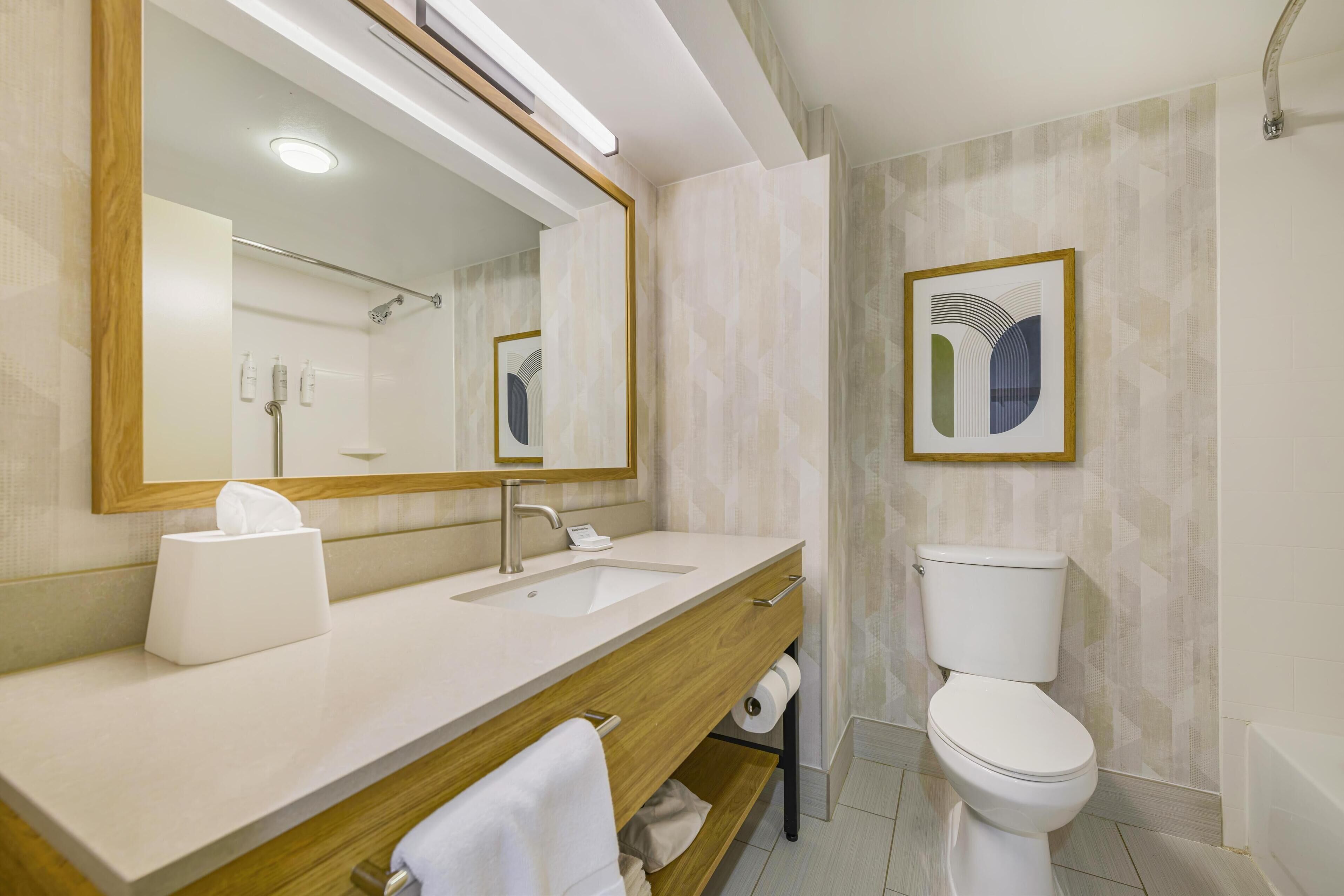 two double beds non smoking | bathroom | free toiletries, hair dryer, towels