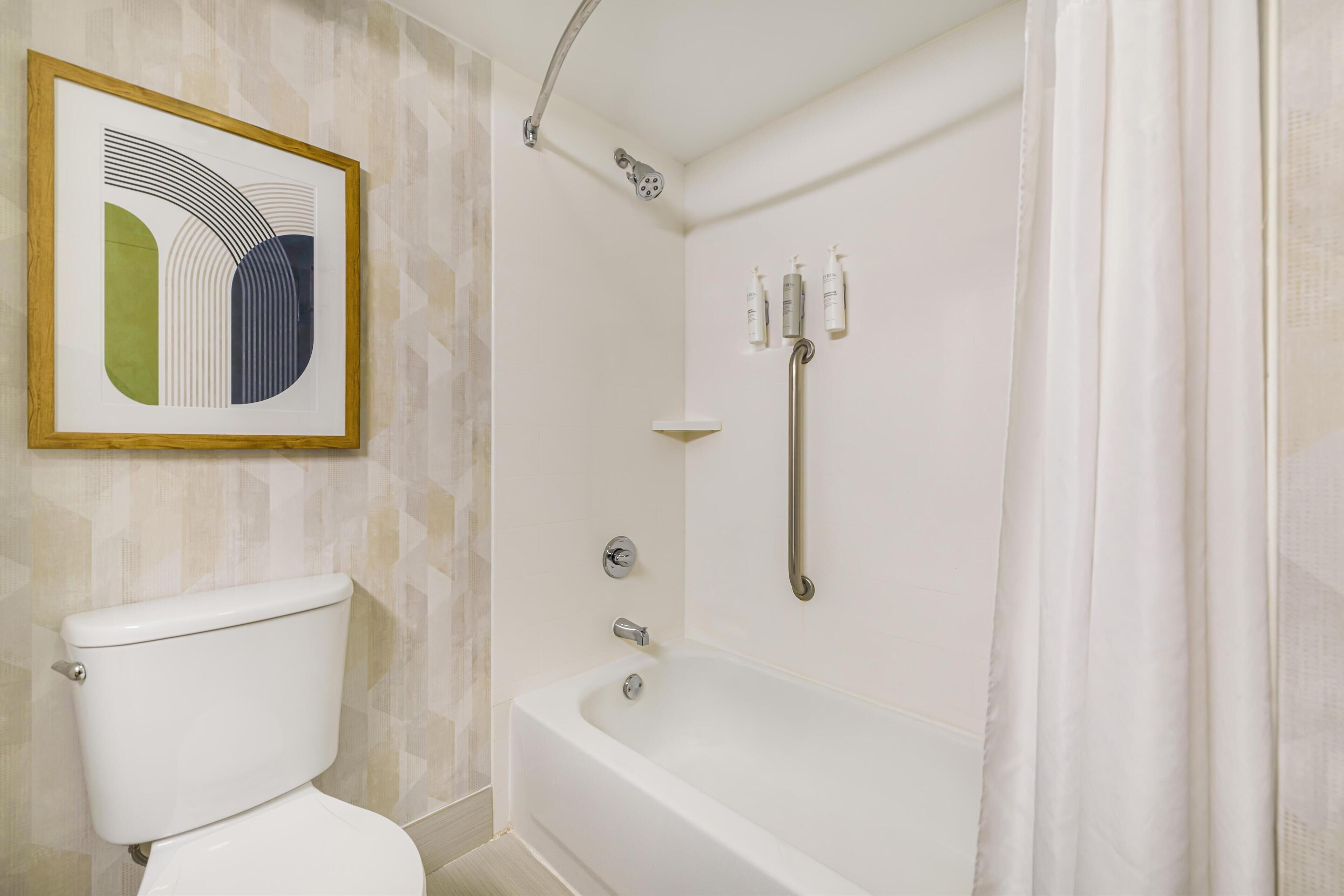 two double beds non smoking | bathroom | free toiletries, hair dryer, towels