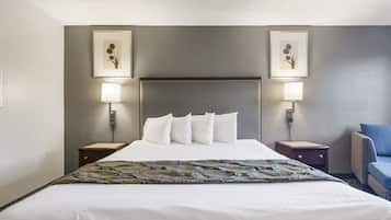 Room, 1 King Bed, Non Smoking | Desk, laptop workspace, blackout drapes, iron/ironing board