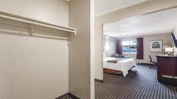 Room, 1 King Bed, Non Smoking | Desk, laptop workspace, blackout drapes, iron/ironing board