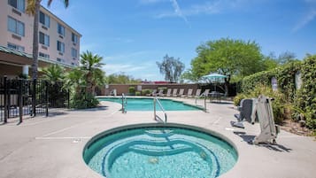 Outdoor pool, pool loungers