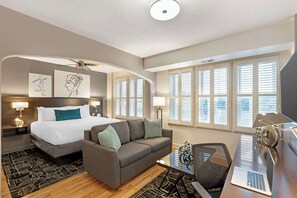 Suite, Multiple Beds, Kitchenette, Annex Building (Shower Only;with Single Sofabed) | In-room safe, desk, laptop workspace, iron/ironing board