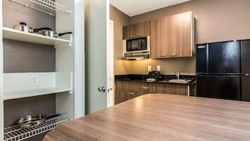 Fridge, microwave, coffee/tea maker