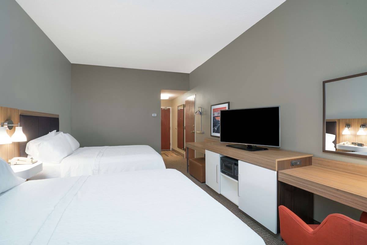 Two queen beds non smoking | In-room safe, desk, laptop workspace, iron/ironing board