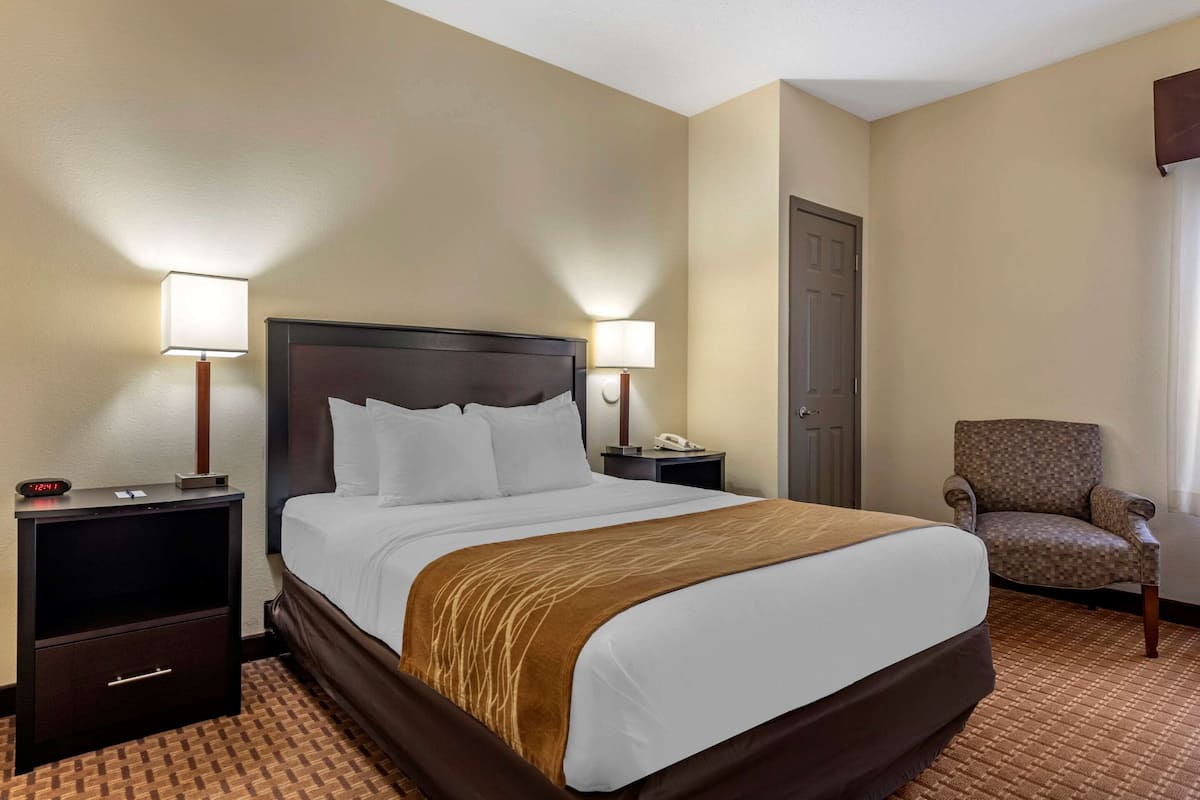 Room, 1 Queen Bed, Accessible, Non Smoking | In-room safe, desk, laptop workspace, iron/ironing board