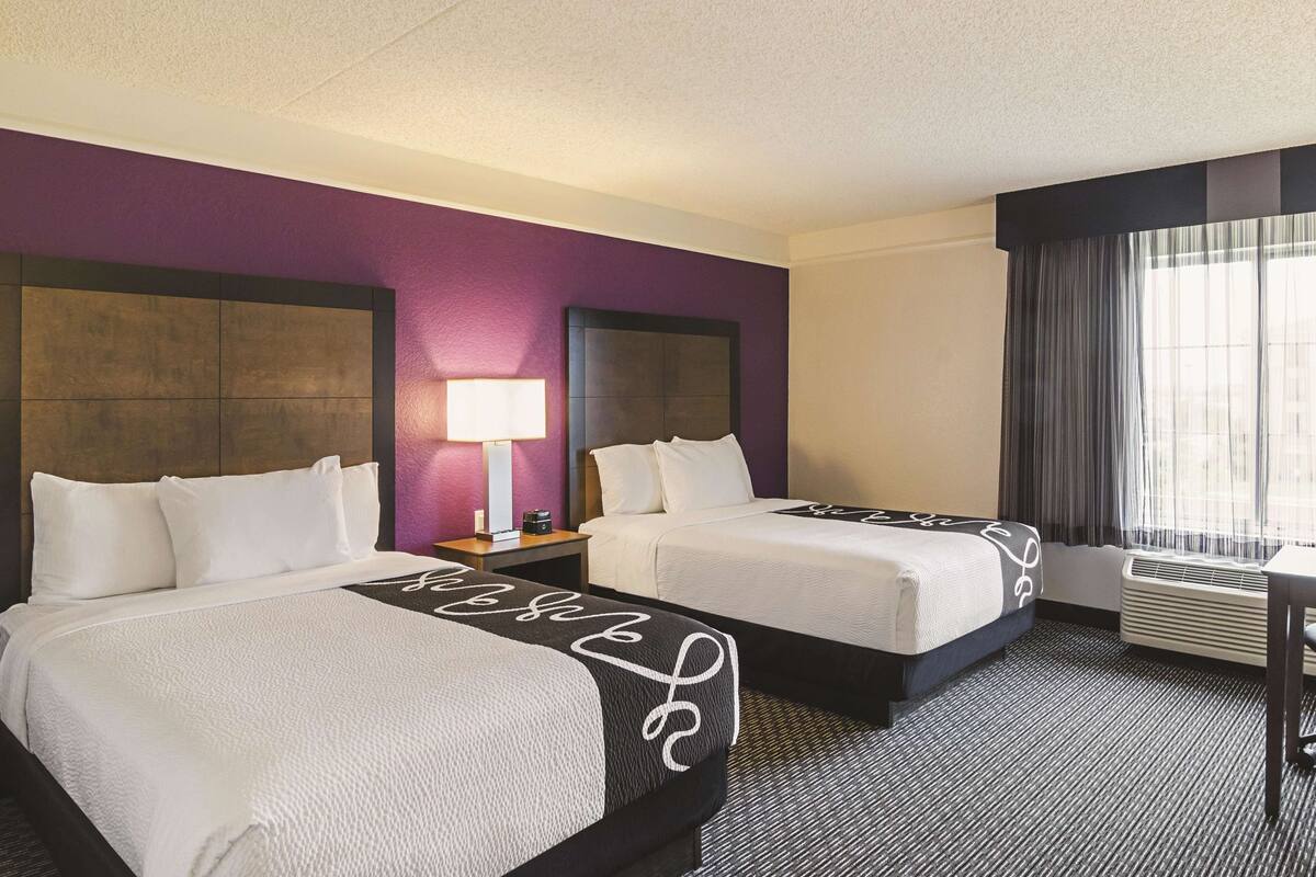 room, 2 double beds, non smoking | premium bedding, desk, laptop workspace, blackout curtains