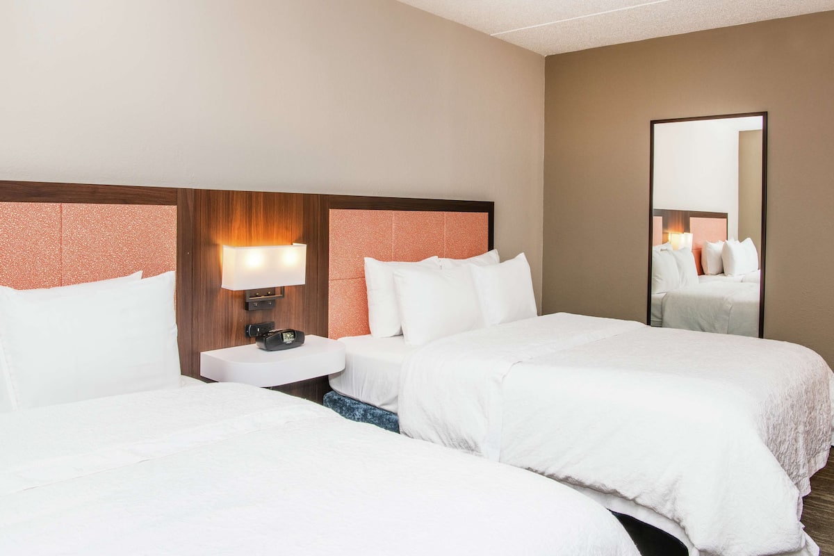 room, 2 queen beds, non smoking | premium bedding, pillow-top beds, desk, laptop workspace