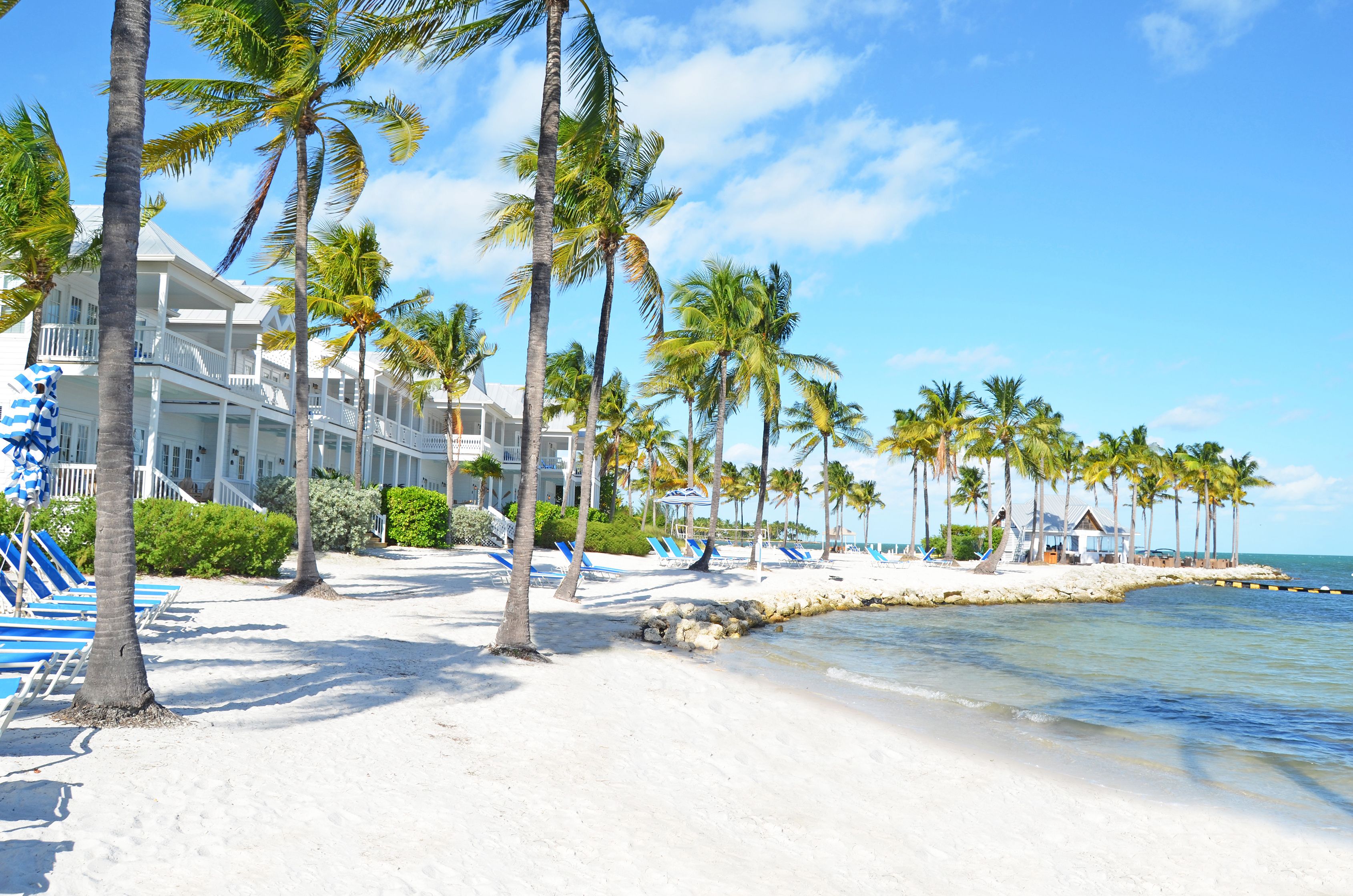 Playa privada, camastros y bar en la playa 