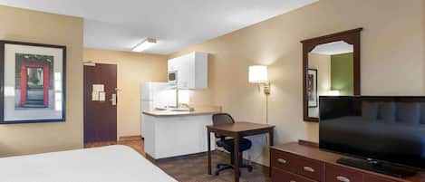 Desk, free WiFi, bed sheets