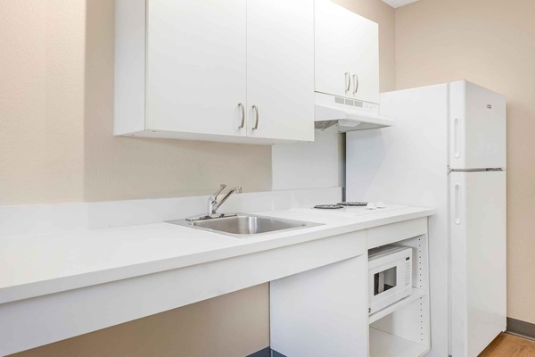 Studio, 1 Queen Bed, Accessible, Non Smoking | Private kitchen | Coffee/tea maker, full-size fridge, microwave, stovetop