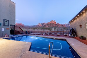 Outdoor pool, pool loungers