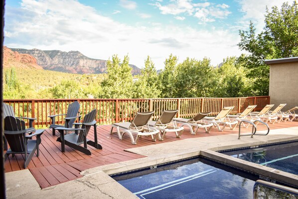 Outdoor pool, pool loungers