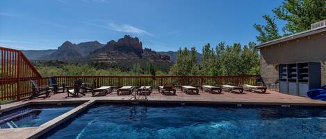 Outdoor pool, pool loungers