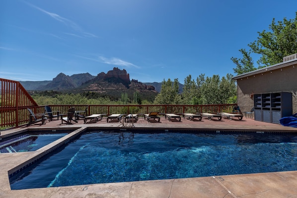 Outdoor pool, sun loungers