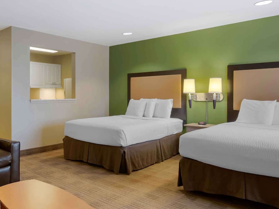 Pillowtop beds, desk, laptop workspace, iron/ironing board