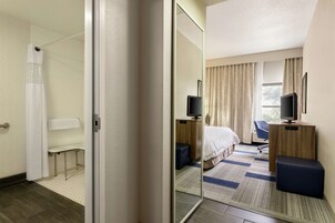 Habitación, 1 cama de matrimonio grande, accesible para personas con discapacidad (Roll-in Shower) | Ducha del cuarto de baño