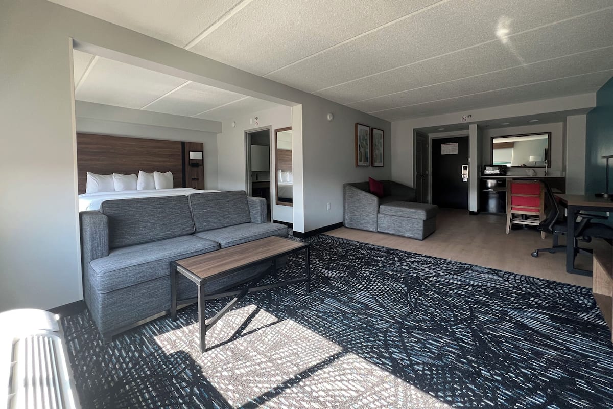 Suite, 1 King Bed | In-room safe, desk, laptop workspace, iron/ironing board