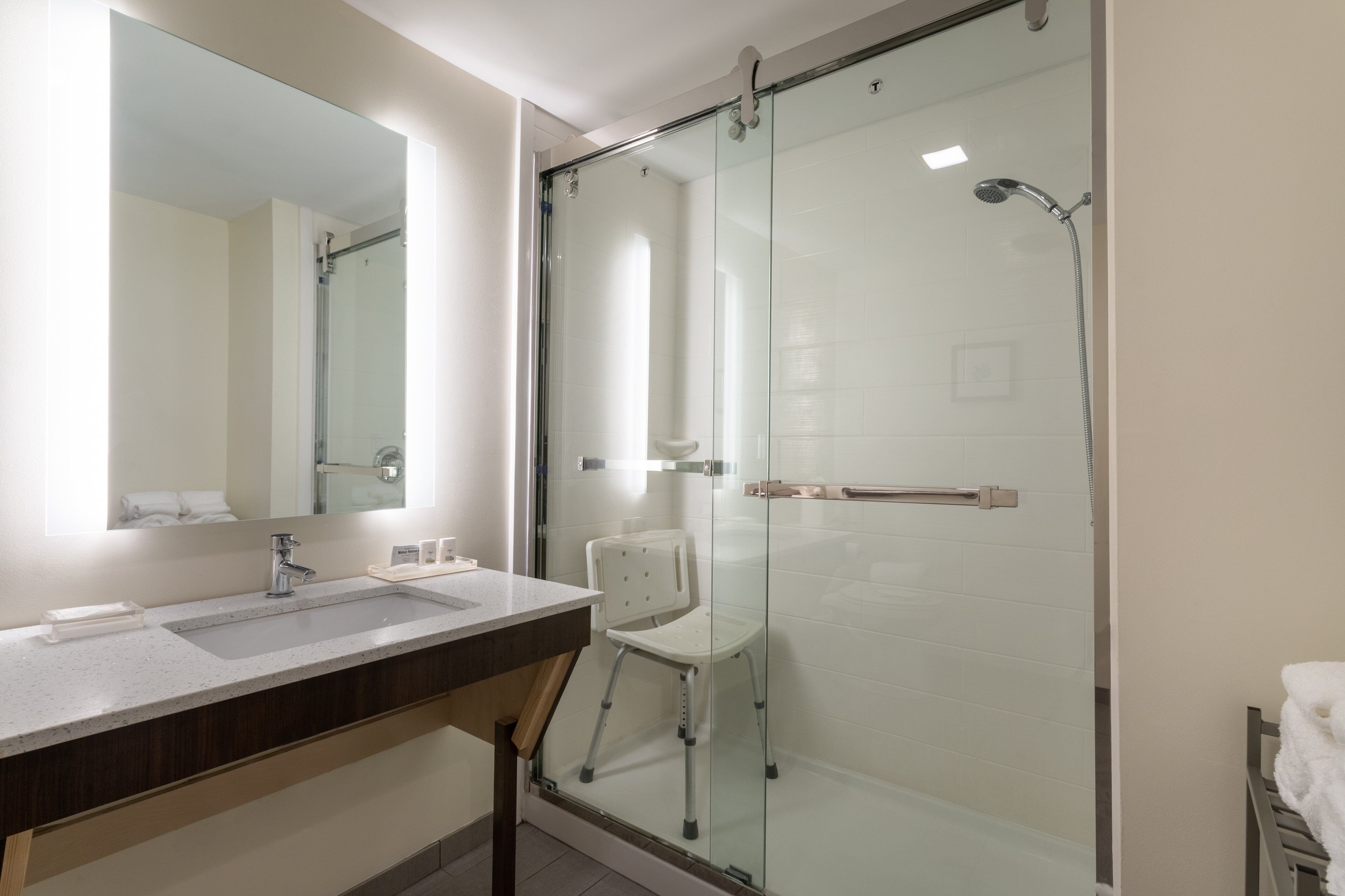 free toiletries, hair dryer, towels