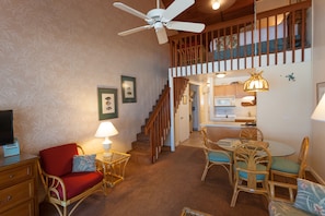 Beachfront One Bedroom with Loft | Living area | 32-inch flat-screen TV with cable channels, TV