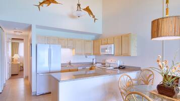 Beachfront Two Bedrooms | Private kitchenette | Full-size fridge, microwave, oven, stovetop