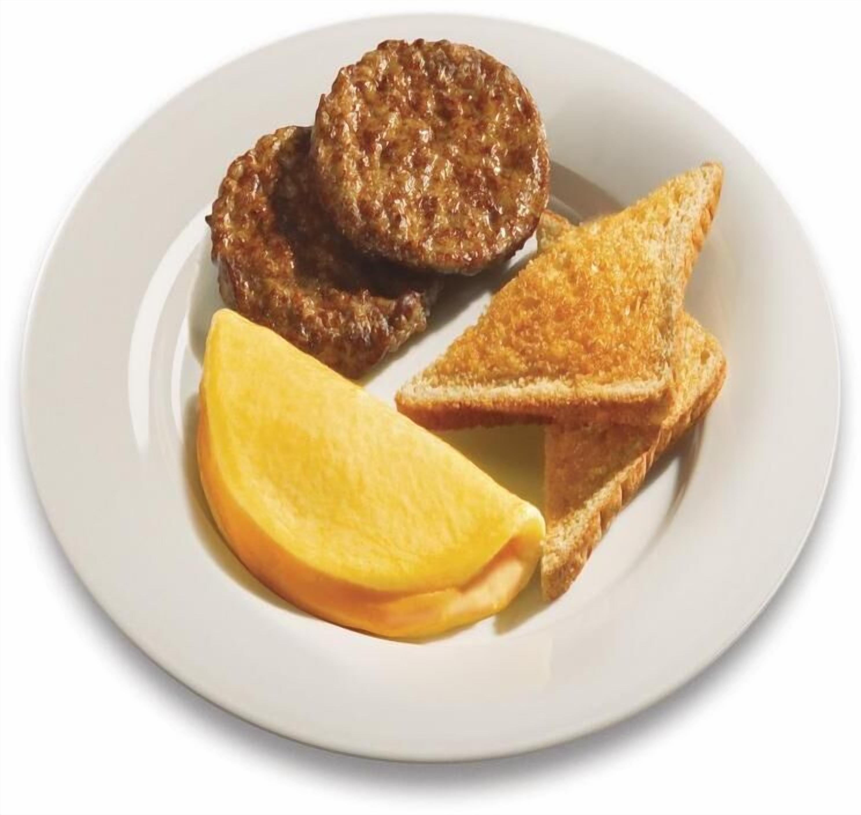 A plate with a grilled patty, two slices of toasted bread, and a slice of cheese.