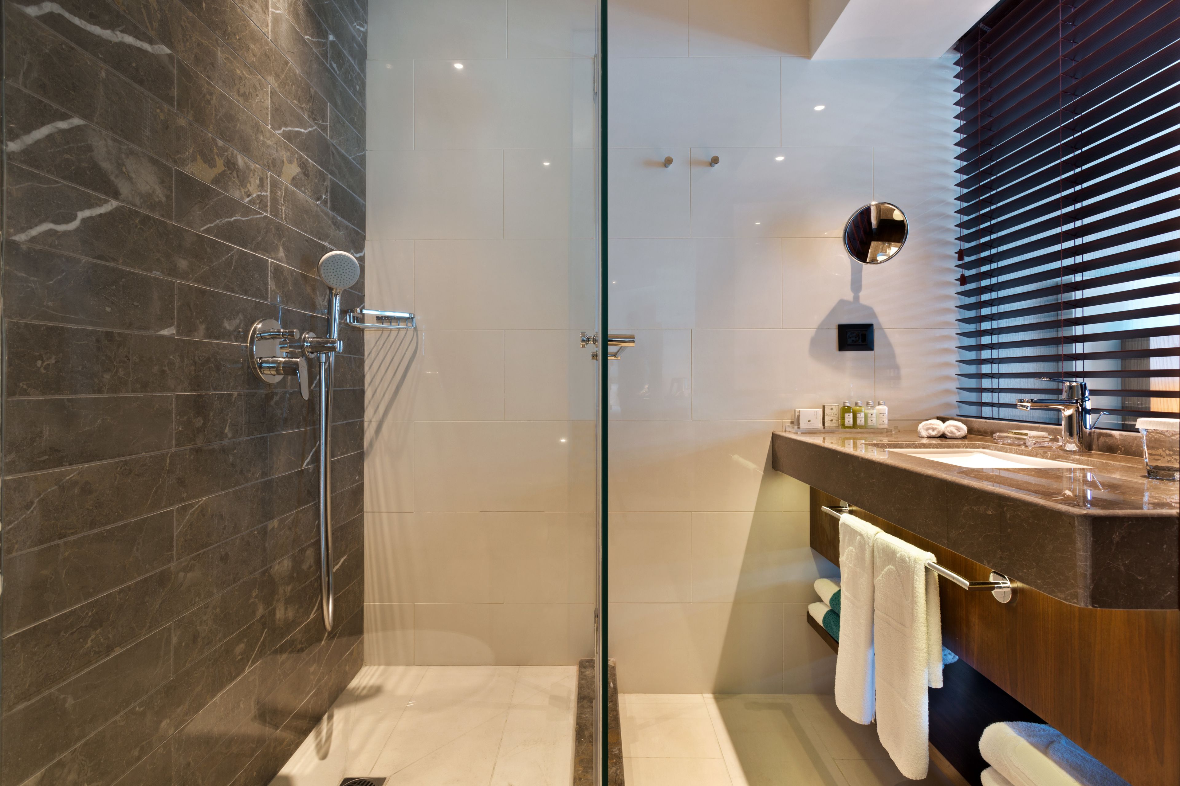 shower, rainfall showerhead, free toiletries, hair dryer