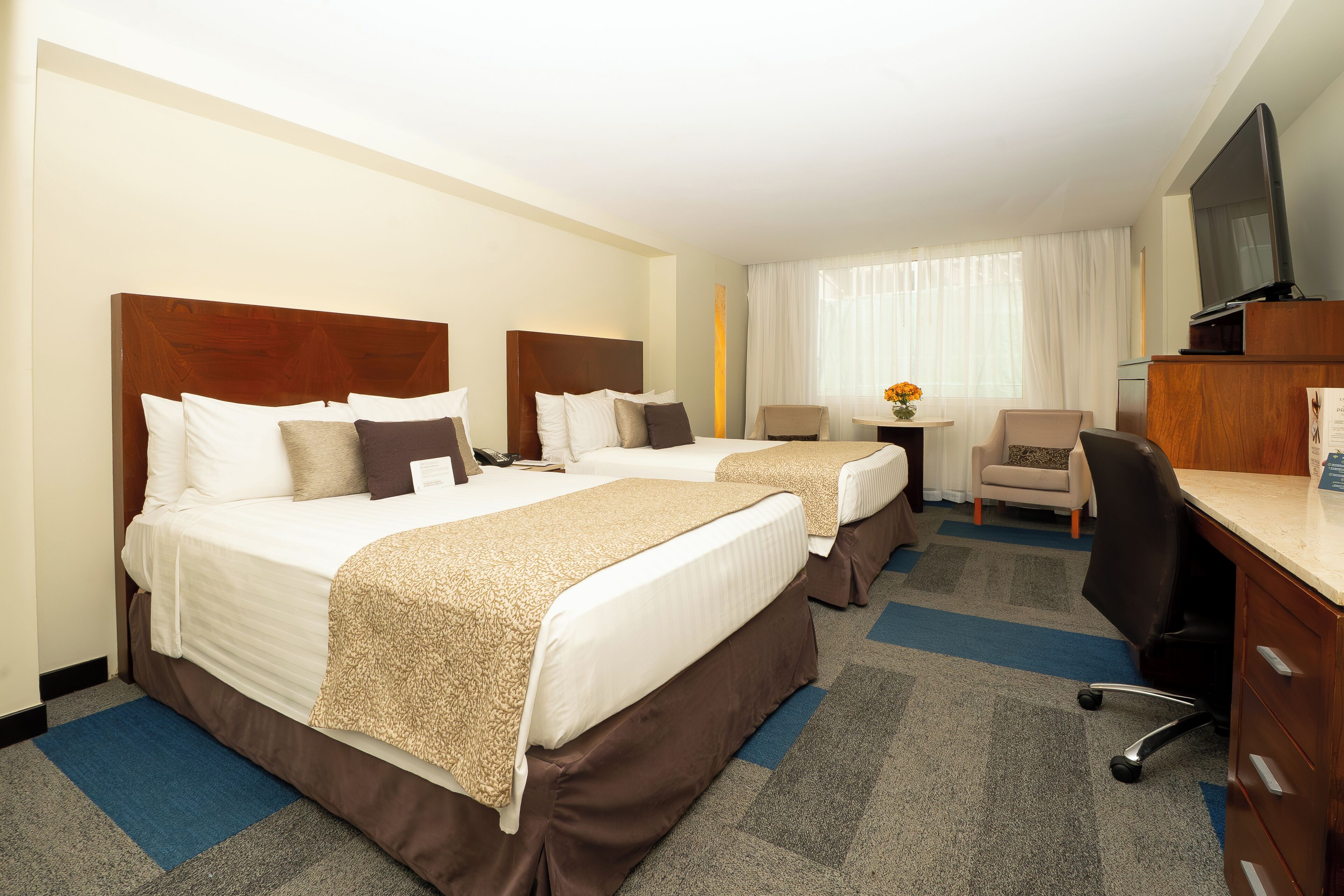 Standard Room, 2 Double Beds | Premium bedding, in-room safe, desk, laptop workspace