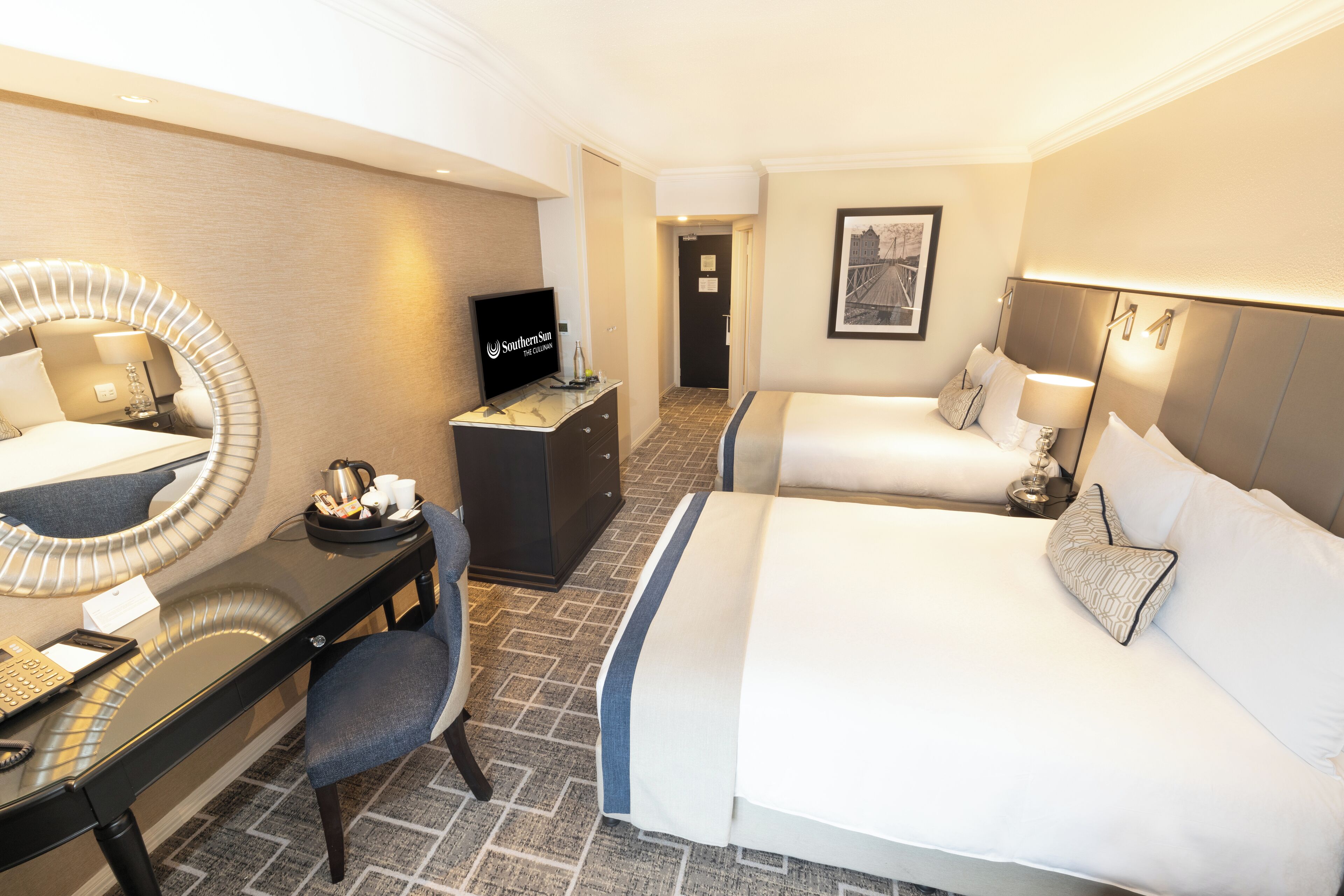 Hypo-allergenic bedding, in-room safe, desk, laptop workspace