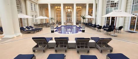 Outdoor pool, open 8:00 AM to 8:00 PM, pool umbrellas, pool loungers