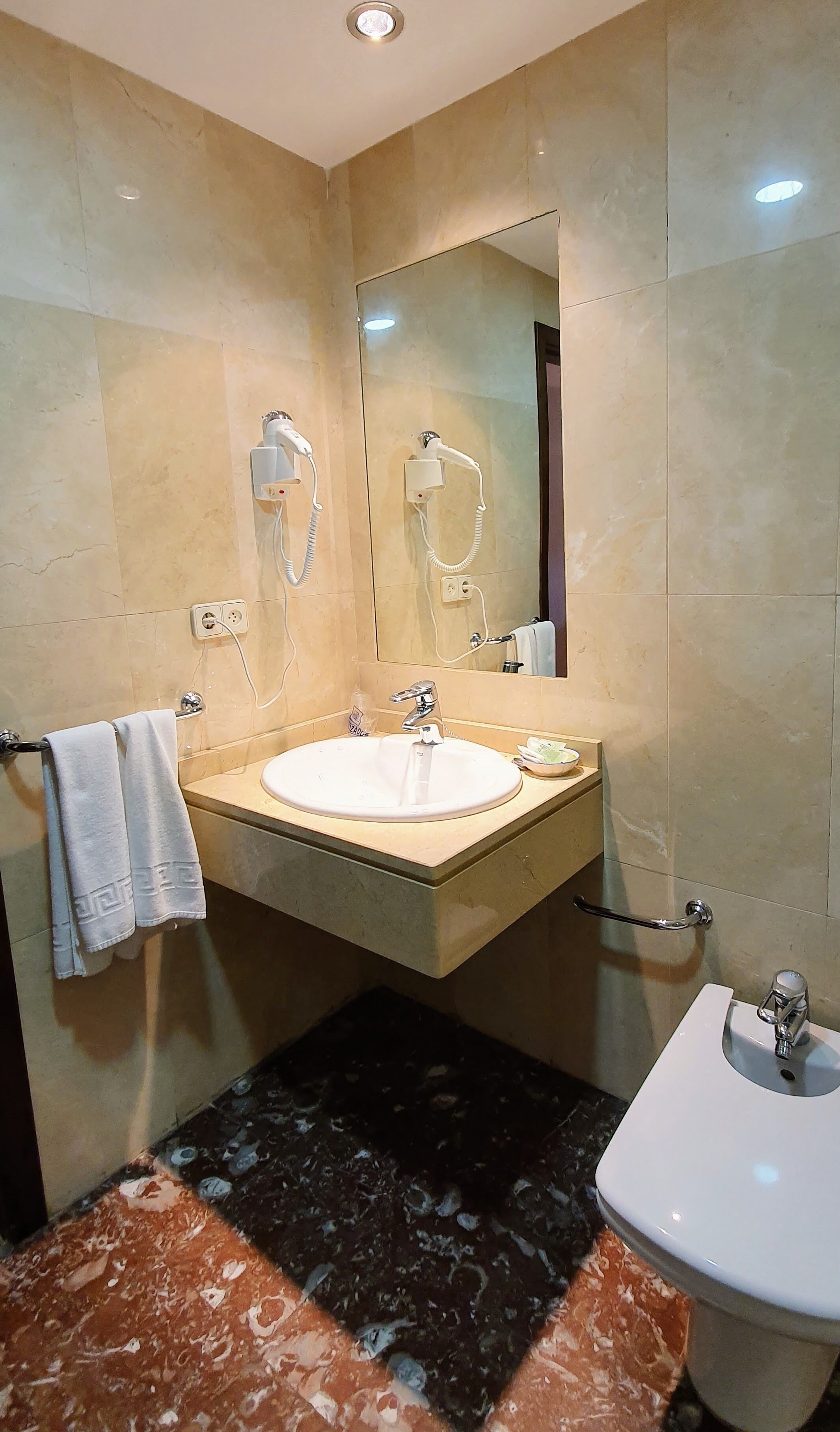 superior double or twin room | bathroom | combined shower/bathtub, hair dryer, bidet, towels