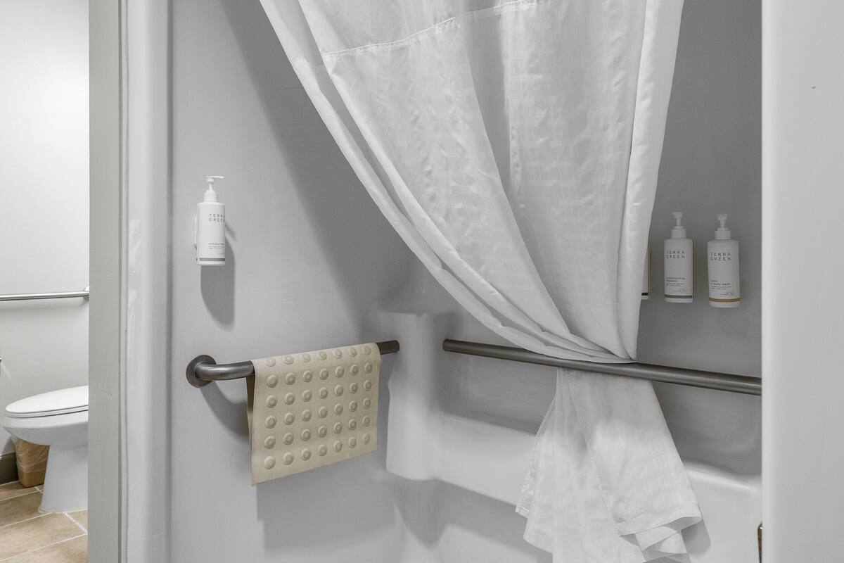 room, 2 queen beds, accessible, non smoking (mobility) | bathroom | eco-friendly toiletries, hair dryer, towels, soap